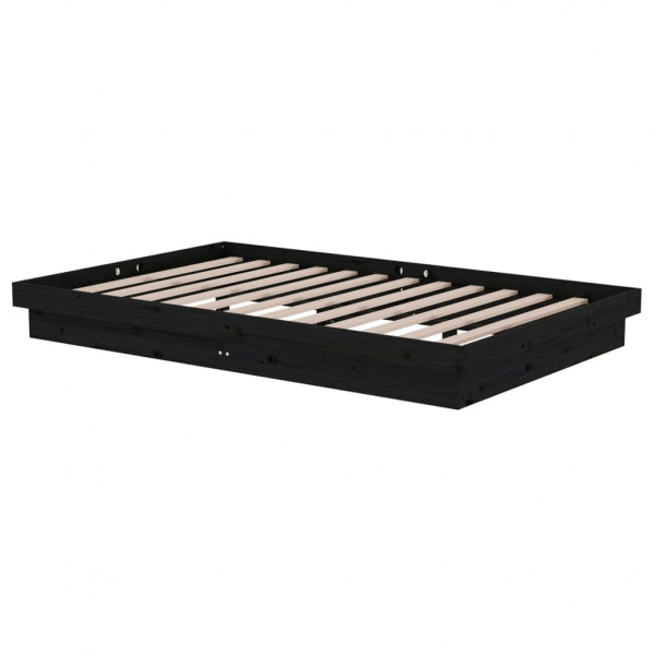 Estructura de cama doble pequeña madera maciza negro 120x190 cm M 4