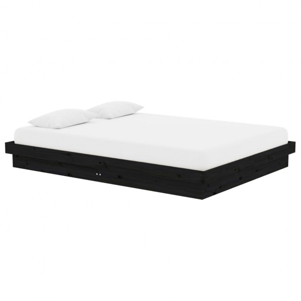 Estrutura de cama casal 135x190 cm madeira maciça preto M 3