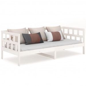 Sofá cama madera maciza de pino blanco 80x200 cm H