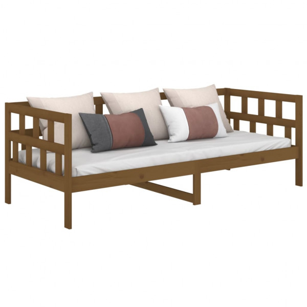 Sofá cama madera maciza de pino marrón miel 80x200 cm M 3