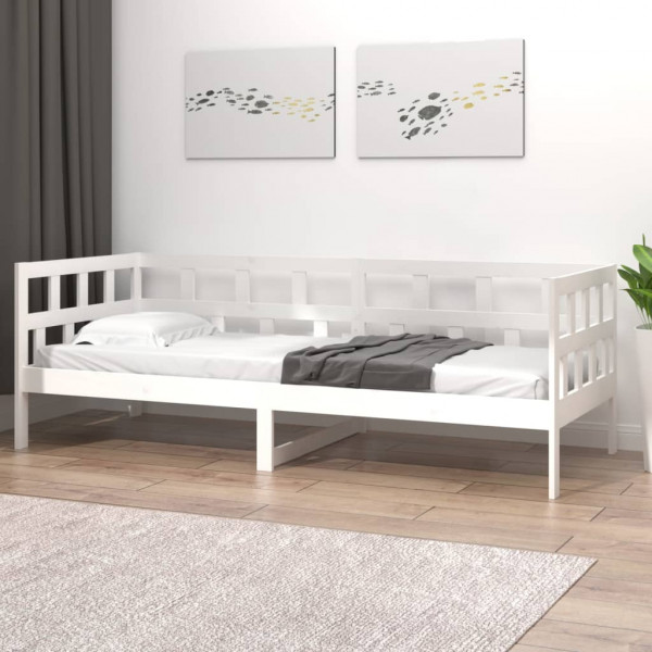 Sofá-cama 90x190 cm madeira de pinho maciça branco M 4