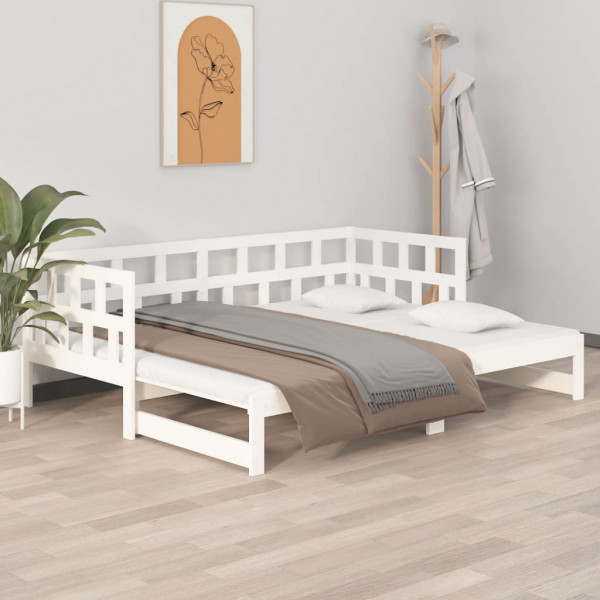 Sofá cama extraíble madera maciza de pino blanco 2x(90x200) cm D