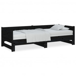 Sofá cama extraíble madera maciza de pino negro 2x(90x200) cm H