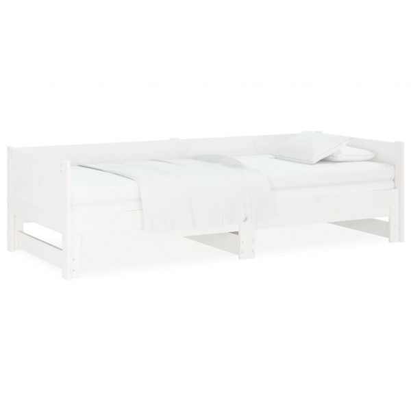 Estrutura sofá-cama de puxar 2x(80x200) cm pinho maciço branco M 2