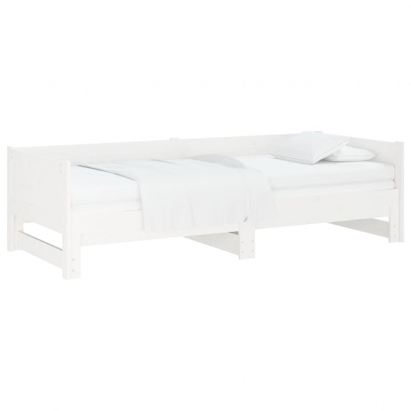 Estrutura sofá-cama de puxar pinho maciço branco 2x(90x190) cm M 3