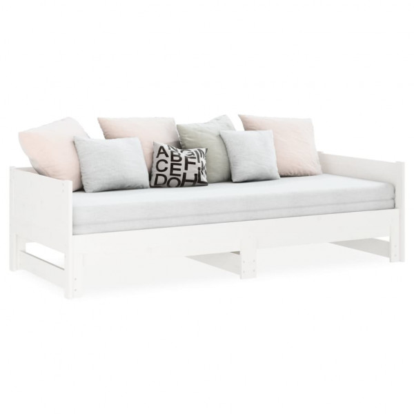 Estrutura sofá-cama de puxar pinho maciço branco 2x(90x190) cm M 4