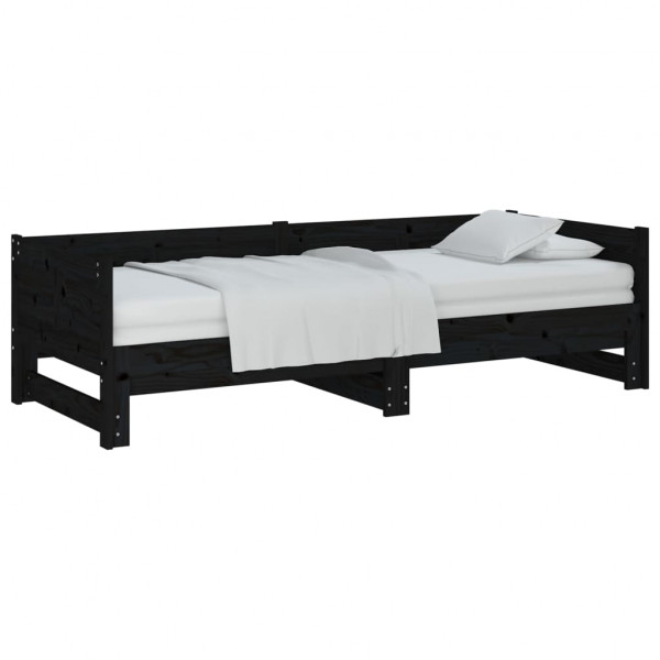 Sofá cama extraíble madera maciza de pino negro 2x(90x190) cm M 3