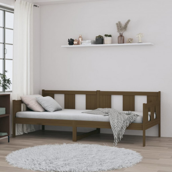 Sofá cama madera maciza de pino marrón miel 90x200 cm M 4