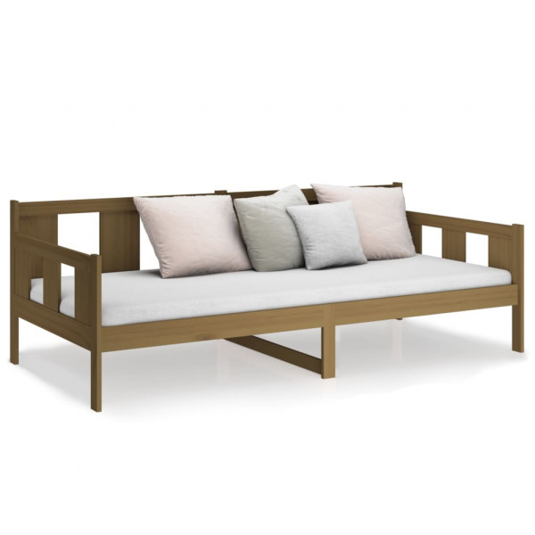 Sofá cama madera maciza de pino marrón miel 90x200 cm M 5