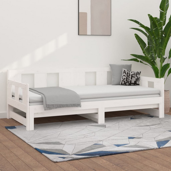 Sofá cama extraíble madera maciza de pino blanco 2x(80x200) cm D