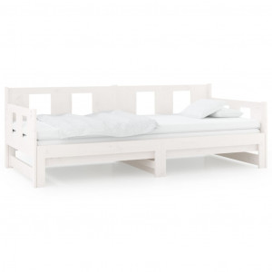 Sofá cama extraíble madera maciza de pino blanco 2x(80x200) cm H