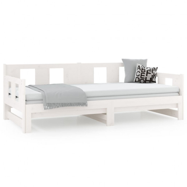 Estrutura sofá-cama de puxar 2x(80x200) cm pinho maciço branco M 5