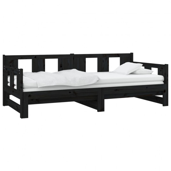 Sofá cama extraíble madera maciza de pino negro 2x(80x200) cm M 3