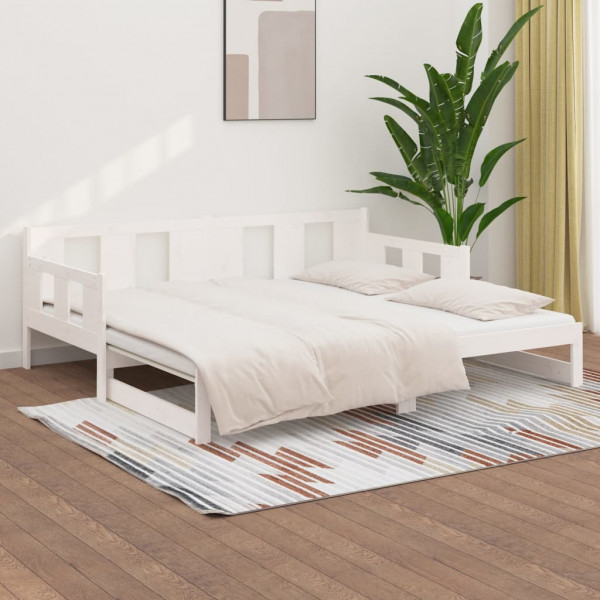 Estrutura sofá-cama de puxar pinho maciço branco 2x(90x190) cm M 4