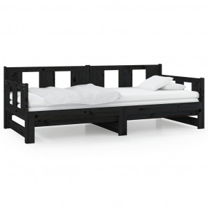 Estrutura sofá-cama de puxar 2x(90x190) cm pinho maciço preto H
