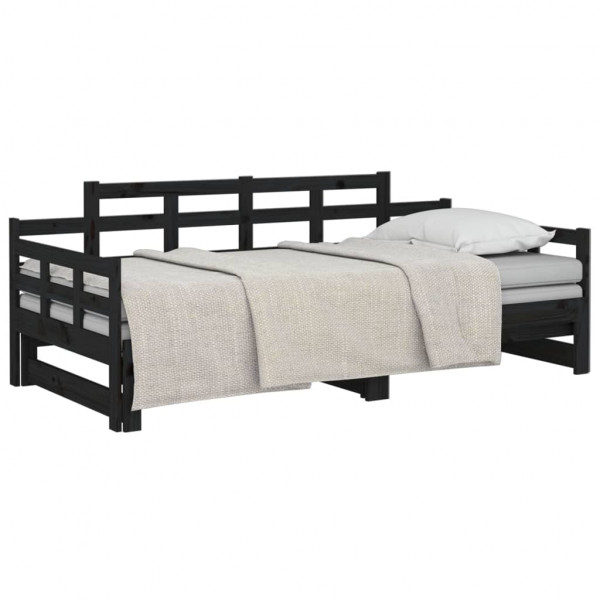 Sofá cama extraíble madera maciza de pino negro 2x(90x200) cm M 3