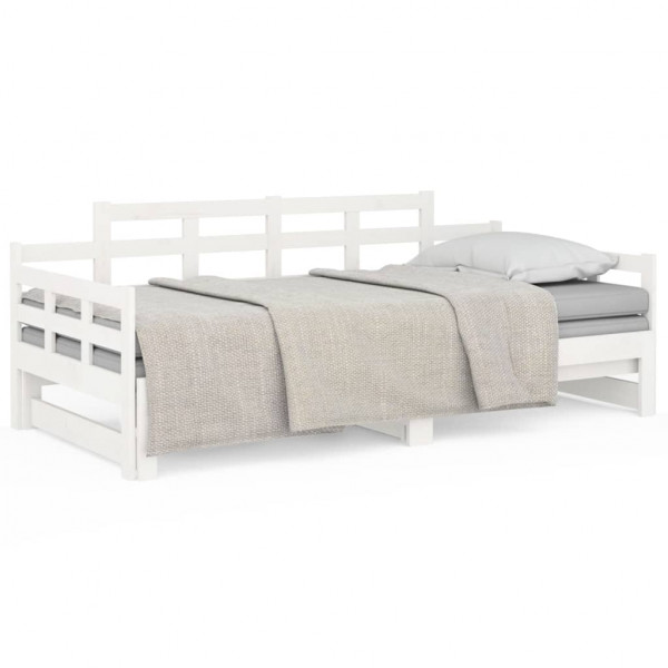 Estrutura sofá-cama de puxar 2x(80x200) cm pinho maciço branco M 2