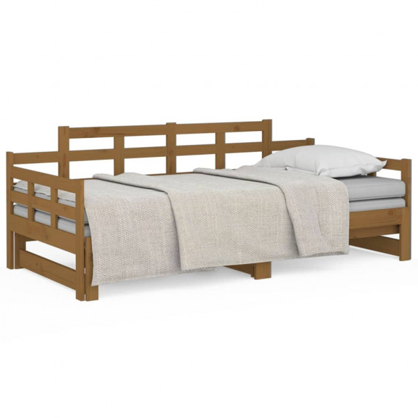 Estrutura sofá-cama de puxar pinho maciço castanho 2x(90x190)cm M 2
