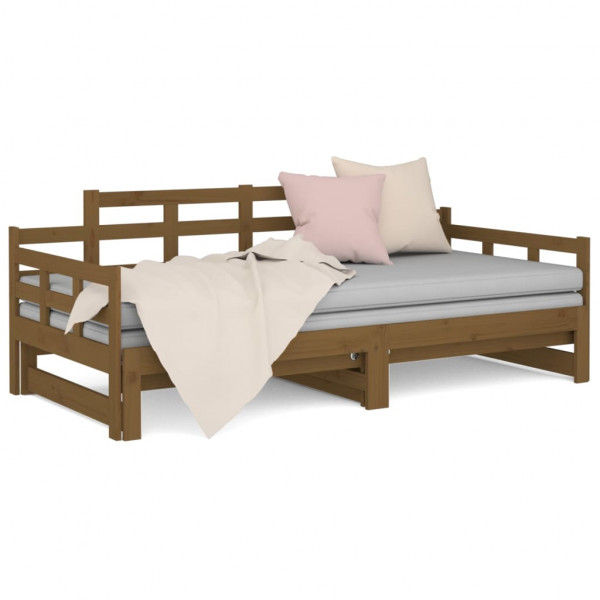 Estrutura sofá-cama de puxar pinho maciço castanho 2x(90x190)cm M 5