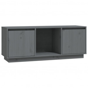 Mueble para TV de madera maciza de pino gris 110.5x35x44 cm H
