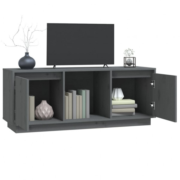 Mueble para TV de madera maciza de pino gris 110.5x35x44 cm M 4