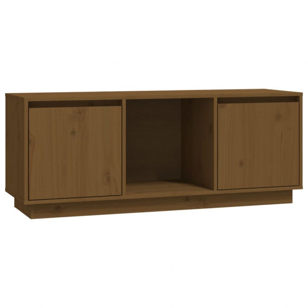Mueble para TV madera maciza de pino marrón miel 110.5x35x44 cm M 2