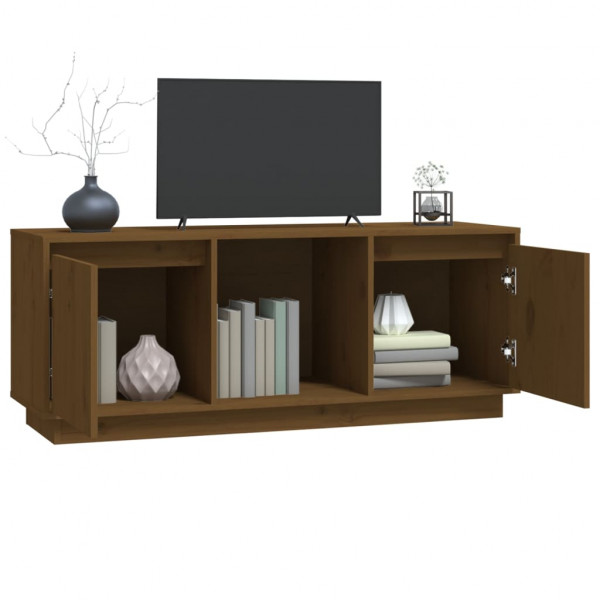 Mueble para TV madera maciza de pino marrón miel 110.5x35x44 cm M 4