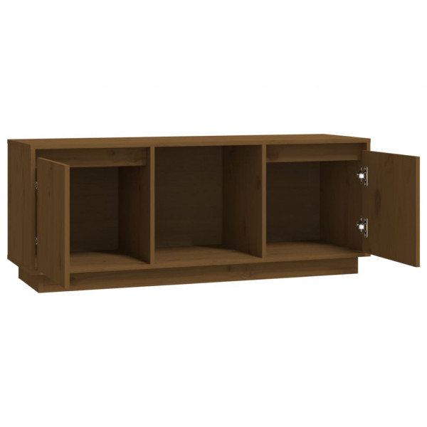 Mueble para TV madera maciza de pino marrón miel 110.5x35x44 cm M 5