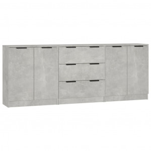 Aparador de 3 piezas madera contrachapada gris hormigón H