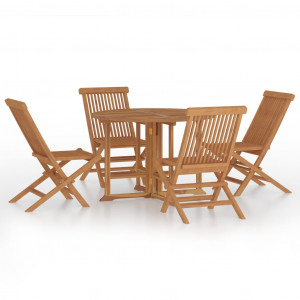 Set de comedor de jardín plegable 5 pzas madera maciza de teca H