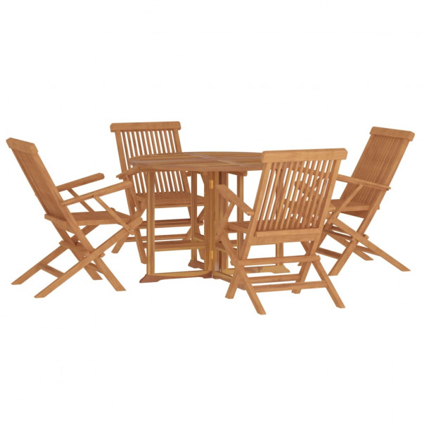 Set de comedor de jardín plegable 5 pzas madera maciza de teca M 3