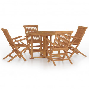 Set de comedor de jardín plegable 5 pzas madera maciza de teca H
