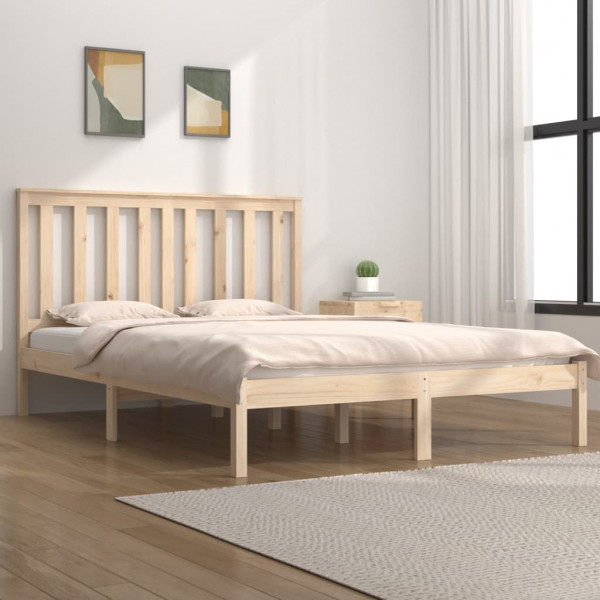 Estructura de cama madera maciza pino doble 135x190 cm D