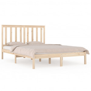 Estructura de cama madera maciza pino doble 135x190 cm H