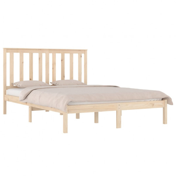 Estructura de cama madera maciza pino doble 135x190 cm M 3