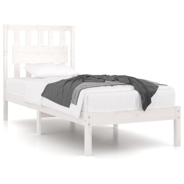 Estrutura de cama 90x200 cm pinho maciço branco M 2