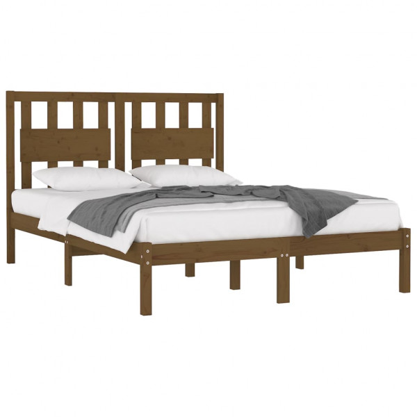 Estructura de cama madera maciza de pino marrón miel 200x200 cm M 3