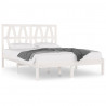 Estrutura de cama pequena casal 120x190 cm pinho maciço branco 2