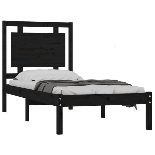 Estrutura cama pequena solteiro 75x190 cm madeira maciça preto M 3
