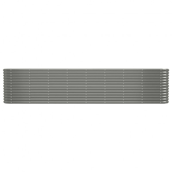 Canteiro elevado jardim 332x40x68cm aço revestido a pó cinzento M 3