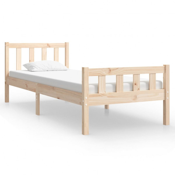 Estructura de cama madera maciza individual pequeña 75x190 cm M 2