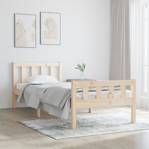 Estructura de cama madera maciza individual 90x190 cm D