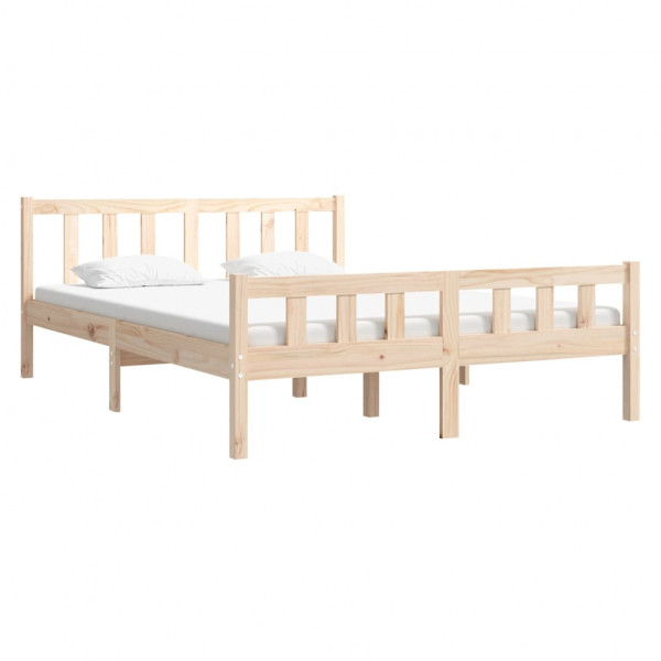 Estructura de cama doble pequeña madera maciza 120x190 cm M 3
