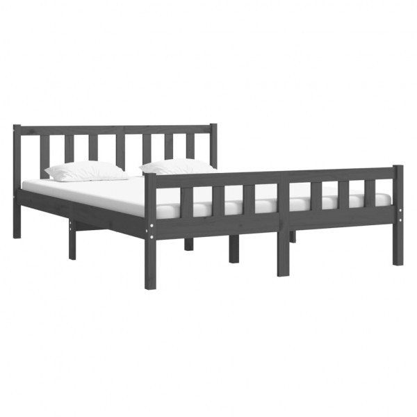 Estructura de cama de madera maciza gris 140x190 cm M 3