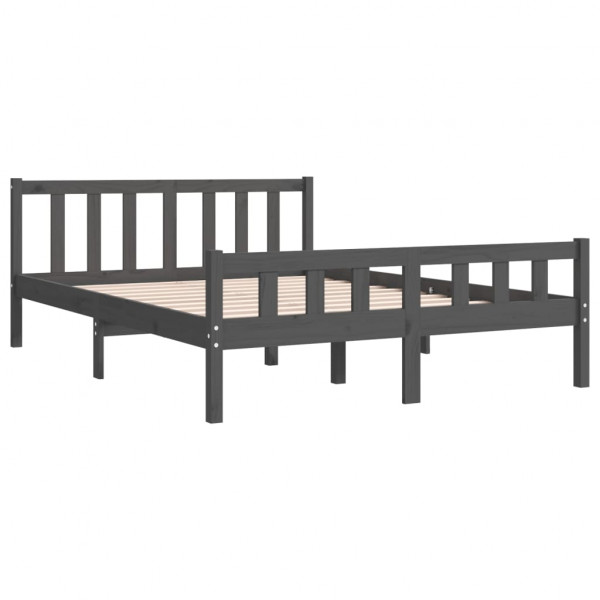 Estructura de cama de madera maciza gris 140x190 cm M 4