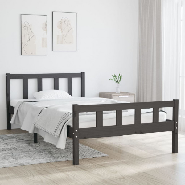 Estructura de cama madera maciza gris 100x200 cm D