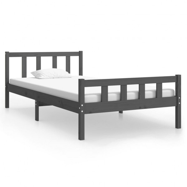 Estructura de cama madera maciza gris 100x200 cm M 2