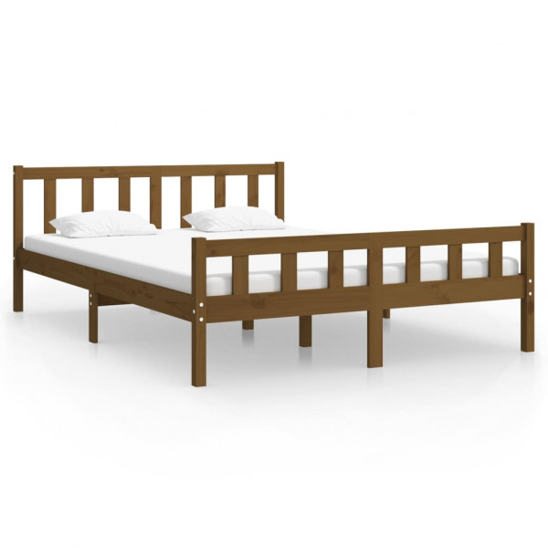 Estructura de cama madera maciza marrón miel 120x200 cm M 2