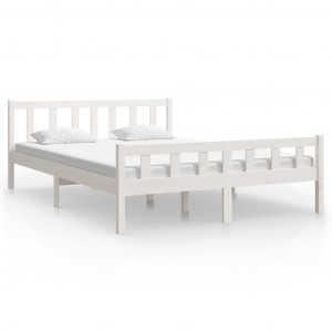 Estructura de cama King Size madera maciza blanco 150x200 cm H
