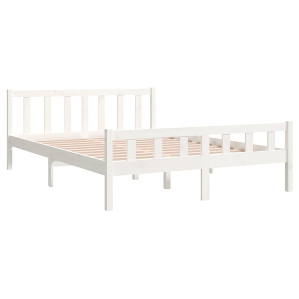 Estructura de cama King Size madera maciza blanco 150x200 cm M 4